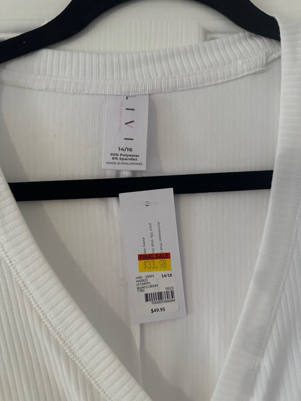 Lane Bryant White Ribbed V-Neck Drawstring Ruched Top - Picture 2 of 5